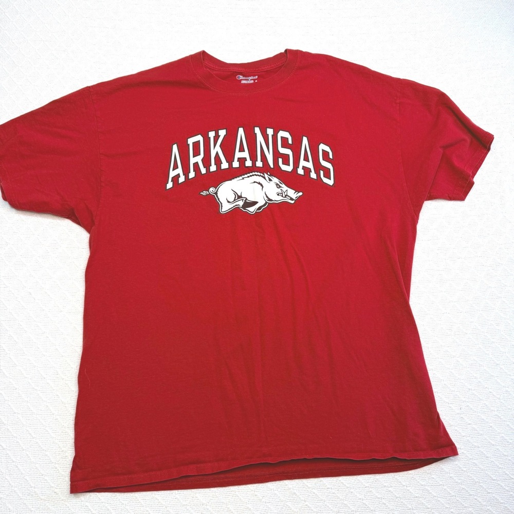 Champion Arkansas Razorbacks Red Graphic T-Shirt Mens 2XL NCAA College Football